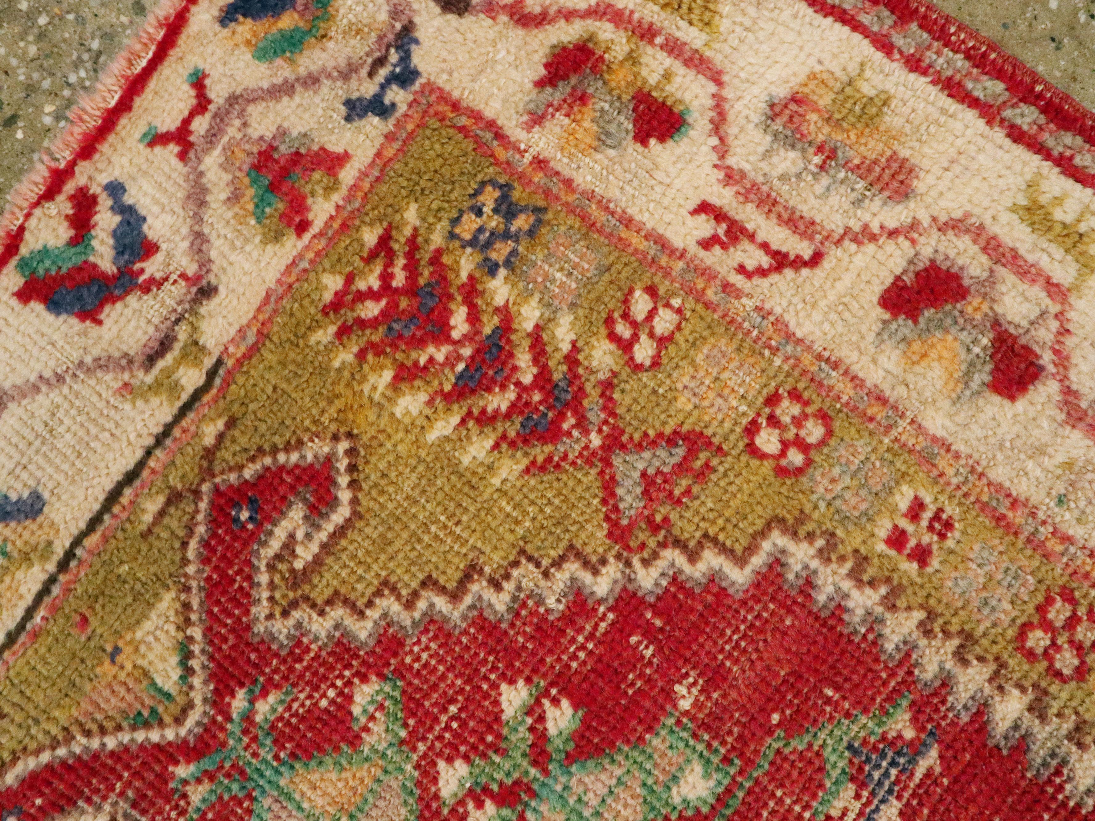 20th Century Distressed Antique Turkish Oushak Rug For Sale