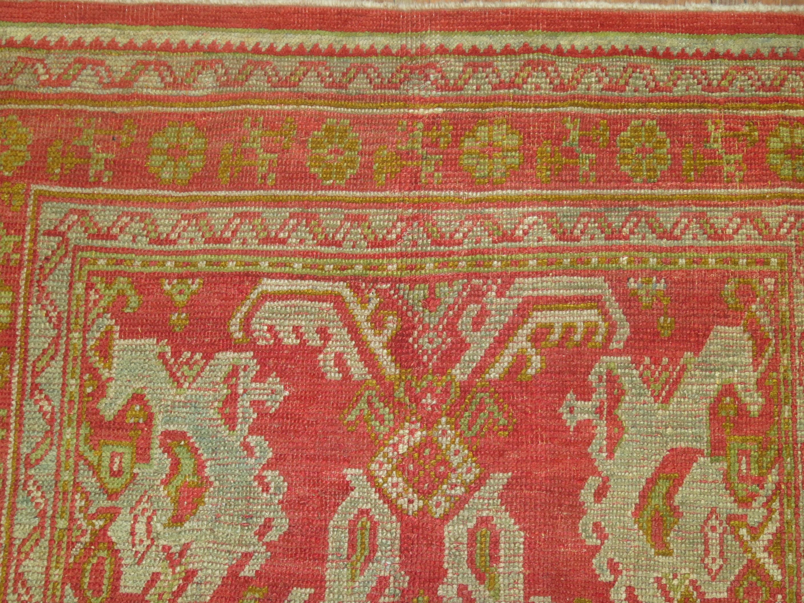 Wool Antique Turkish Oushak Rug