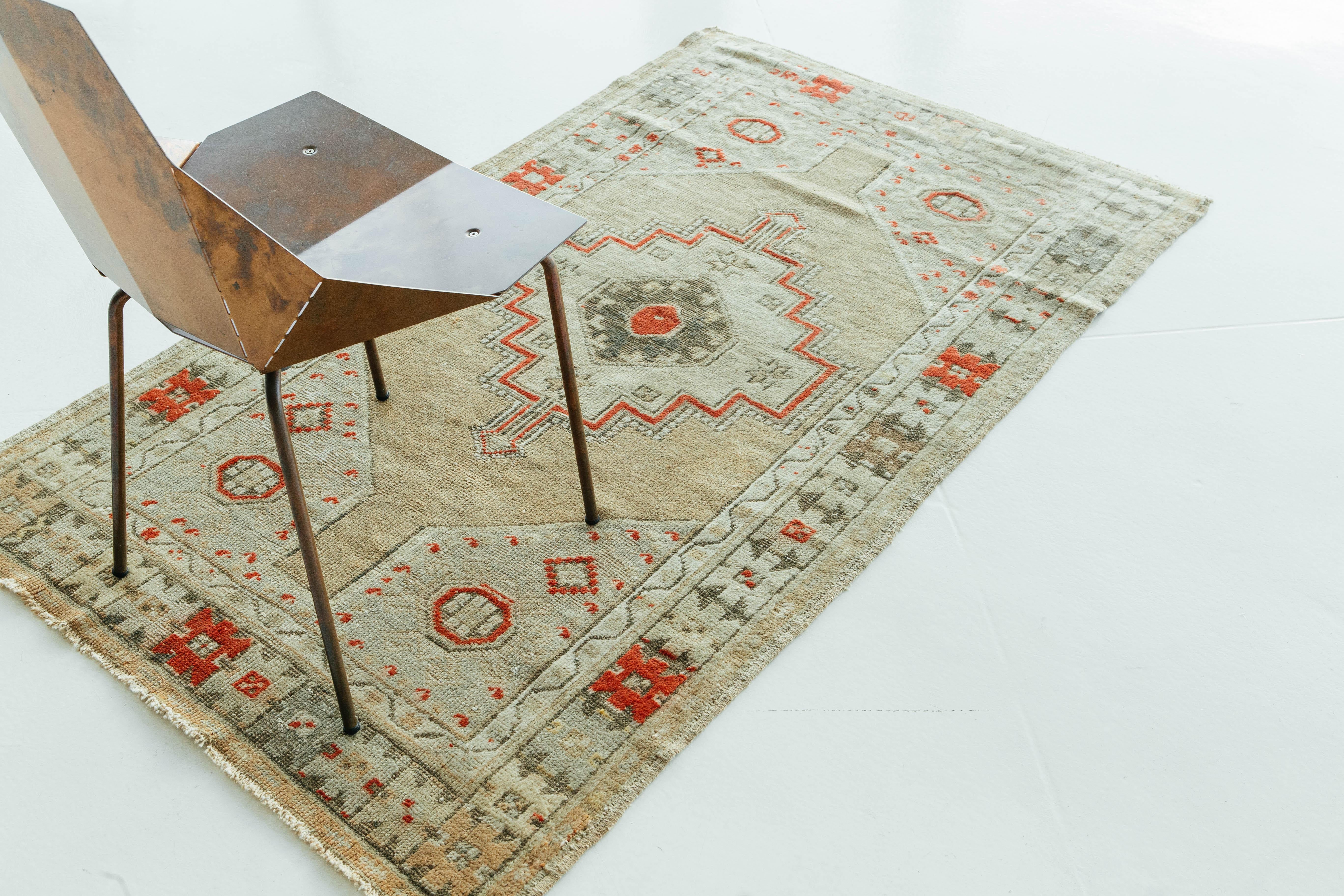Wool Antique Turkish Oushak Rug For Sale