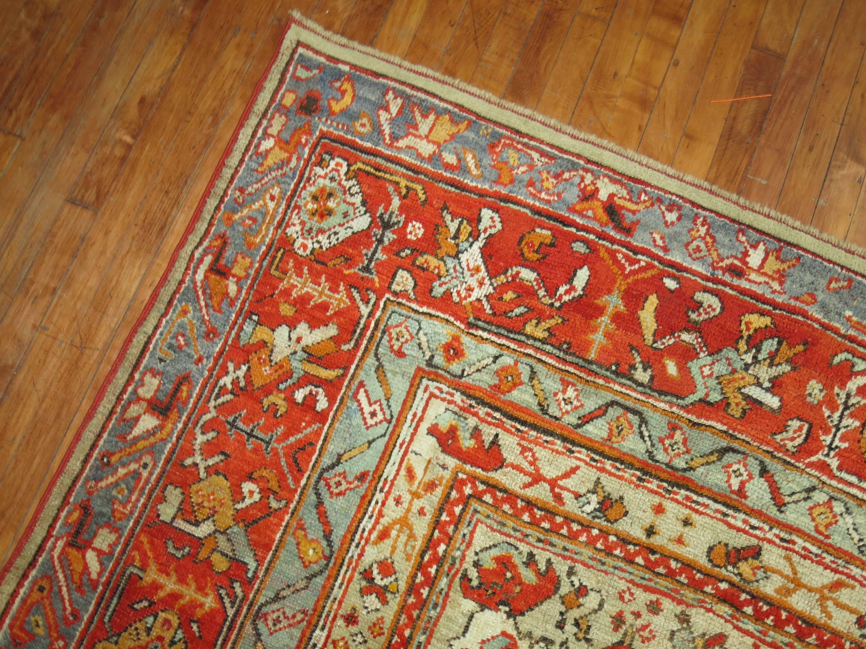 Phenomenal Antique Turkish Oushak Rug For Sale 2