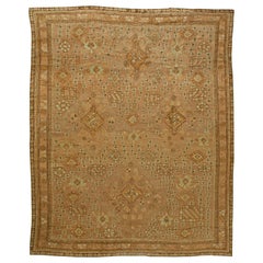Antique tapis turc en laine tissé à la main Oushak Brown