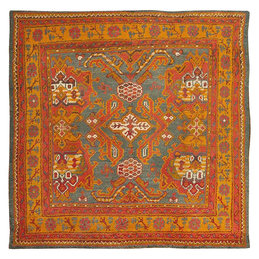 Antique Turkish Oushak Rug. Size: 5 ft 5 in x 5 ft 5 in (1.65 m x 1.65 m)