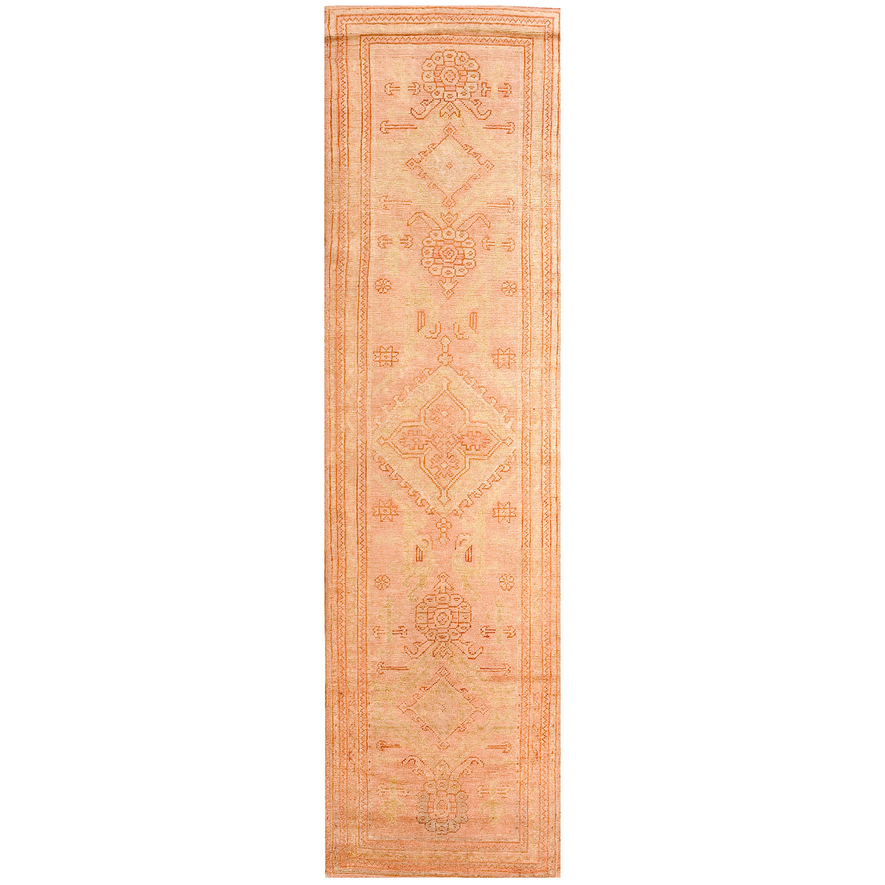 1920s Turkish Oushak Carpet ( 3' x 12' - 90 x 365 ) For Sale