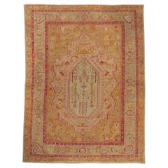 Tapis turc antique Oushak, rencontre le provincial français et le chic cosmopolite