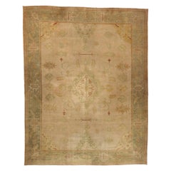 Antique Turkish Oushak Rug Hotel Lobby Size Carpet