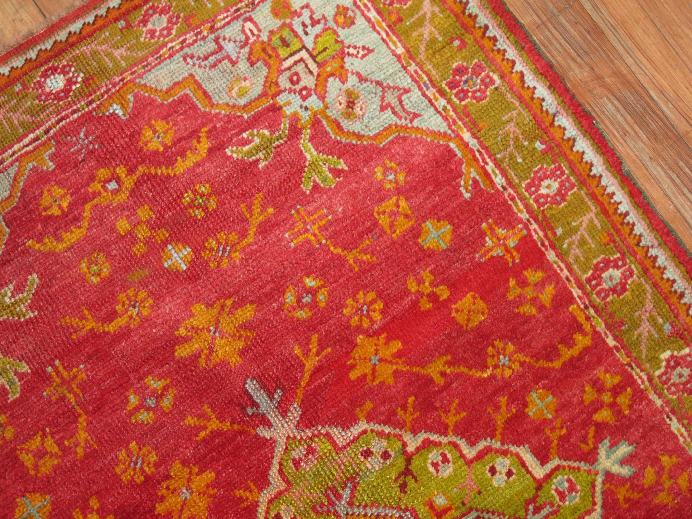 Antique Turkish Oushak Rug in Bright Colors 2