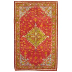 Antique Turkish Oushak Rug in Bright Colors