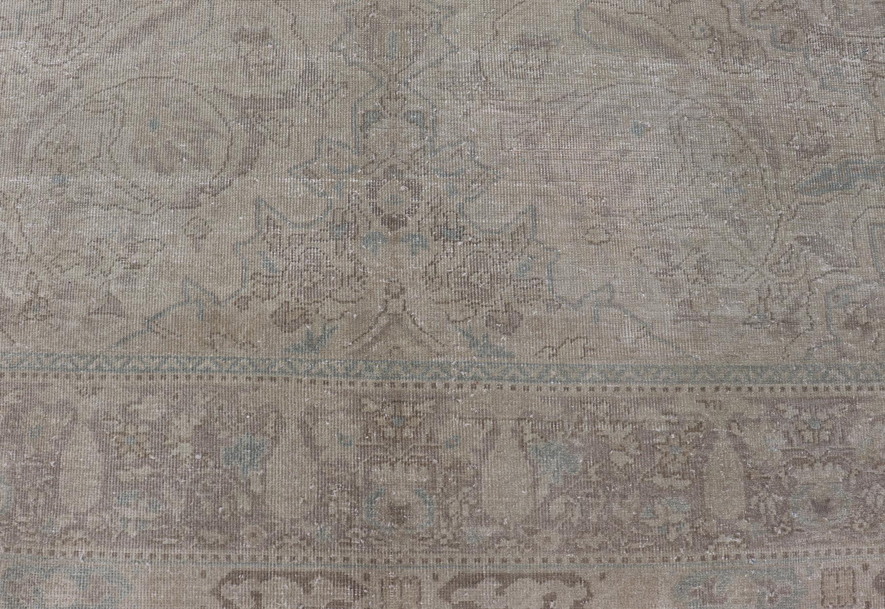 Antiker türkischer Oushak-Teppich in Mist Blau und weichen Grautönen 9'10 x 13'10 im Angebot 5
