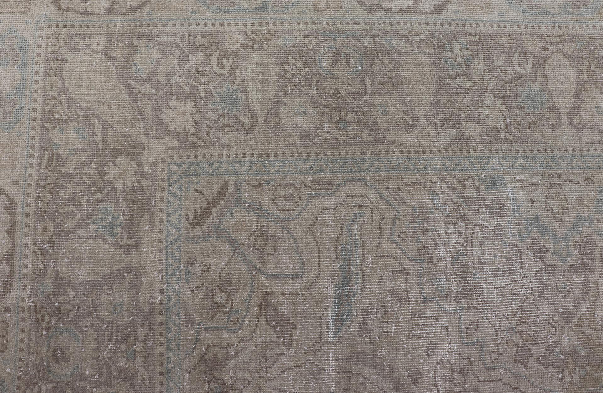 Antiker türkischer Oushak-Teppich in Mist Blau und weichen Grautönen 9'10 x 13'10 im Angebot 6