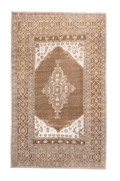 Antique Turkish Oushak Rug in Soft Taupe and Ivory