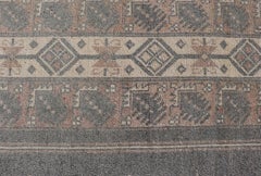 Antique Turkish Oushak Rug in Soft Taupe, Blue-Gray, and Faded Pink