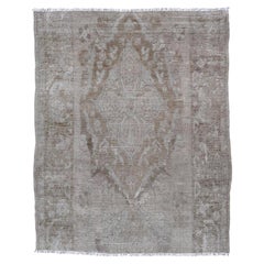 Antique Turkish Oushak Rug in Taupe, Soft Brown and Faded Beige