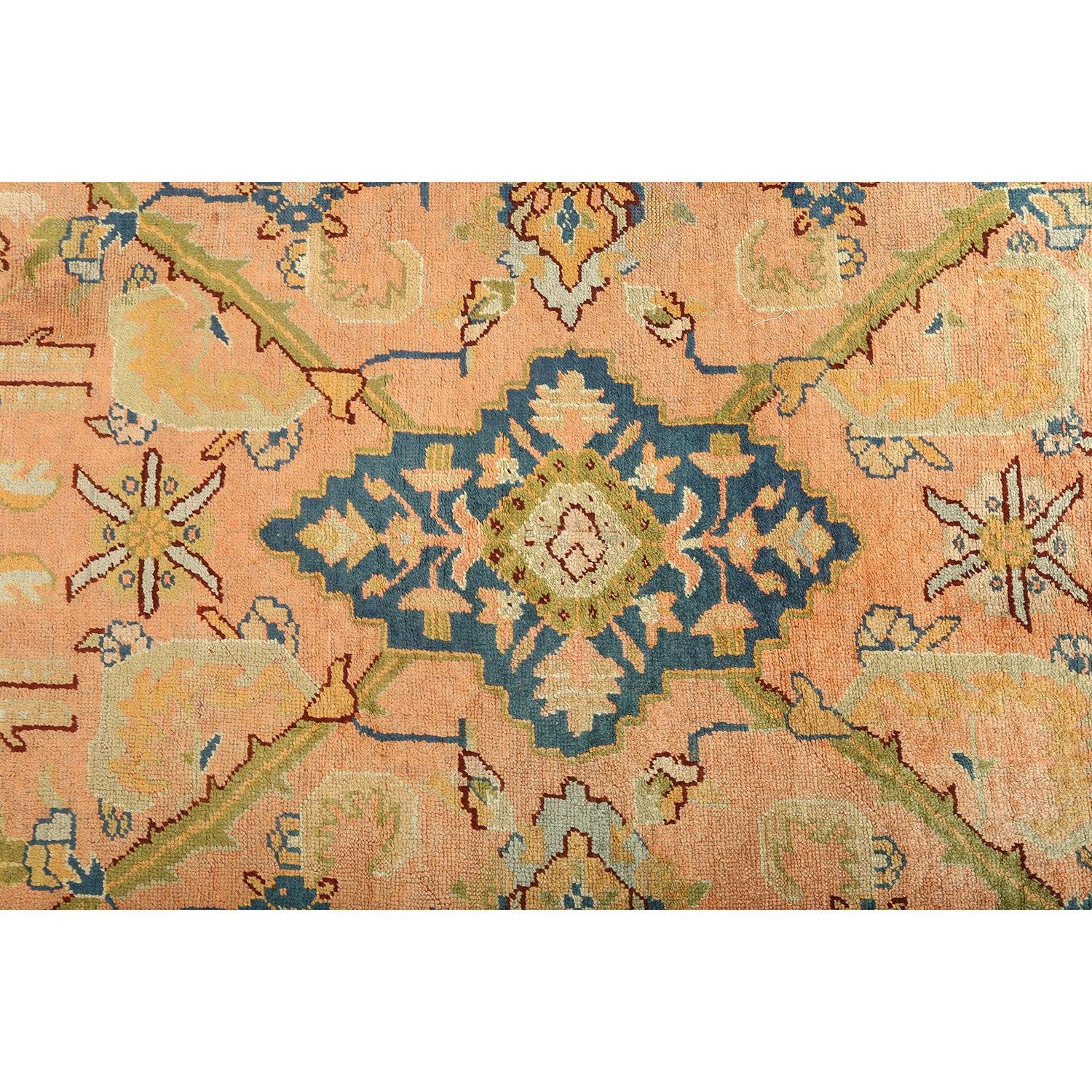 Antique Turkish Oushak Rug in Wool 11' X 16' In Good Condition For Sale In Los Angeles, CA