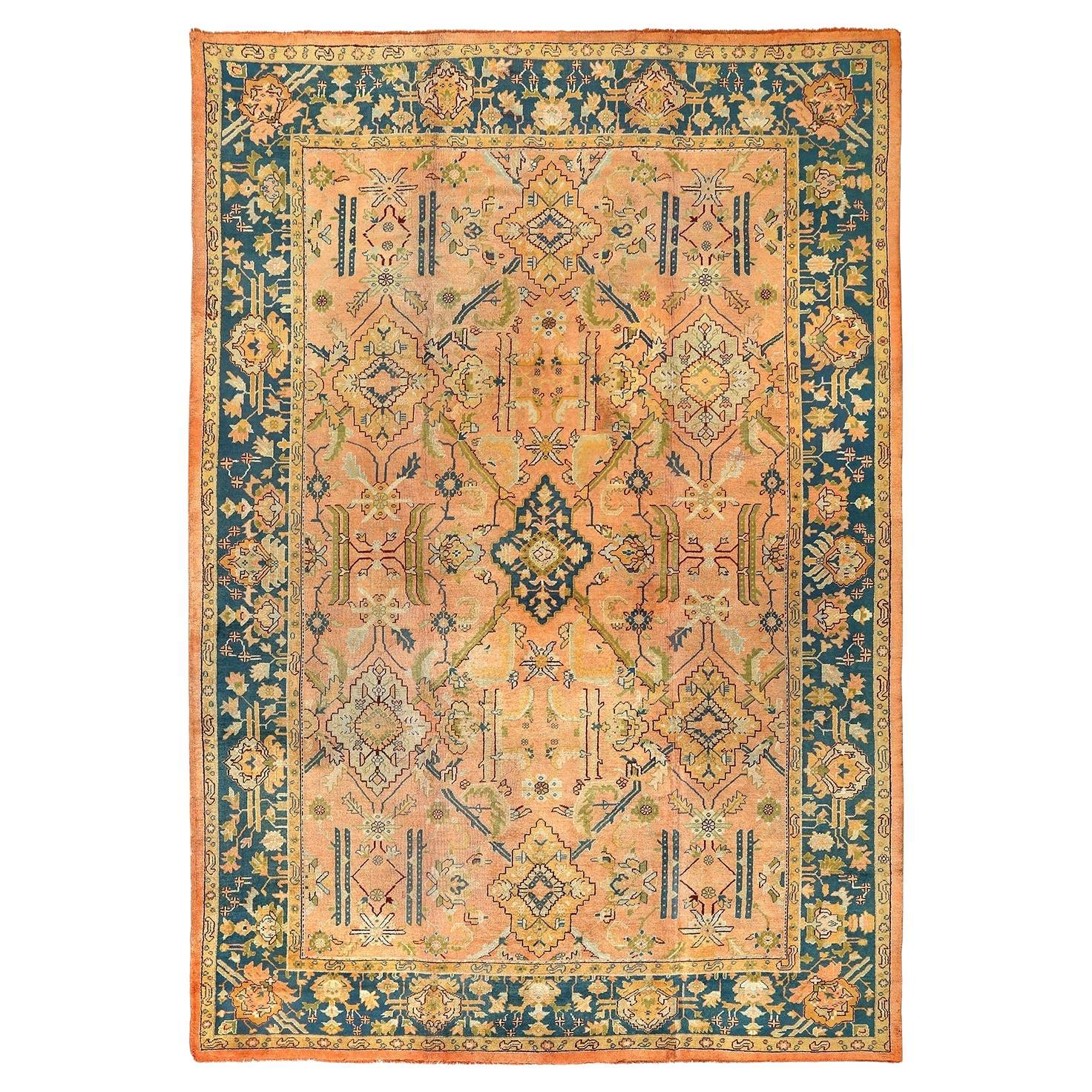 Antique Turkish Oushak Rug in Wool 11' X 16' For Sale