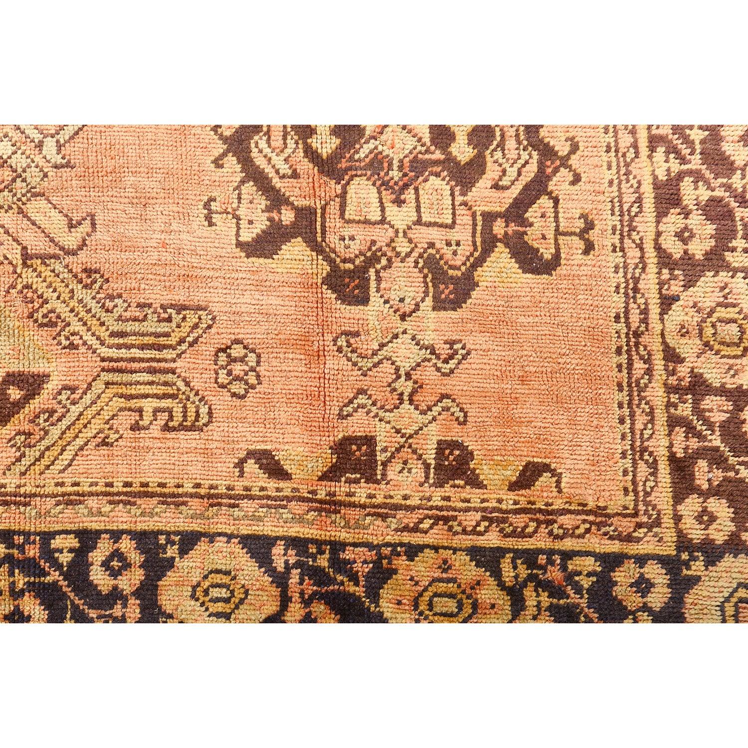 Annodato a mano Tappeto antico turco Oushak in lana 11'0x8'0 in vendita
