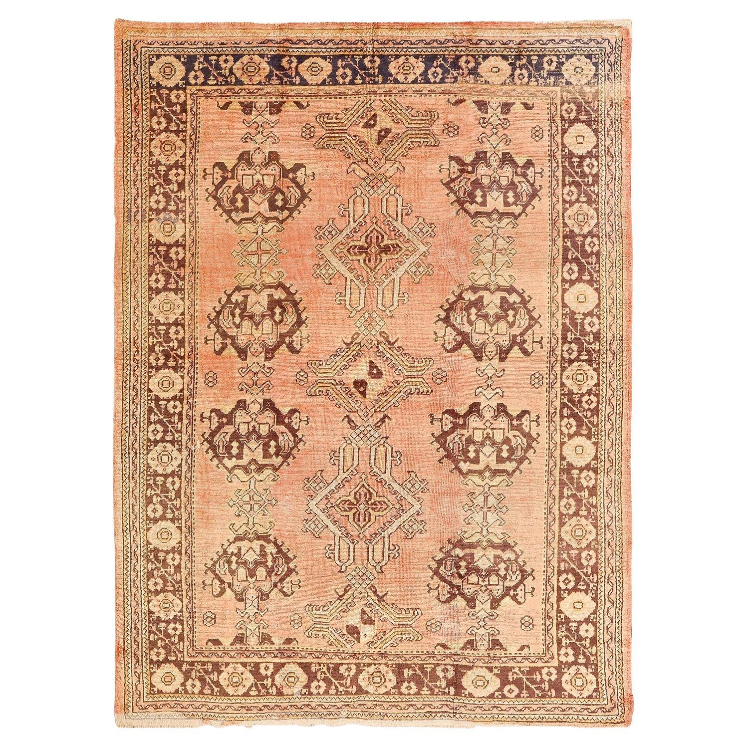 Antique Turkish Oushak Rug in Wool 11'0x8'0