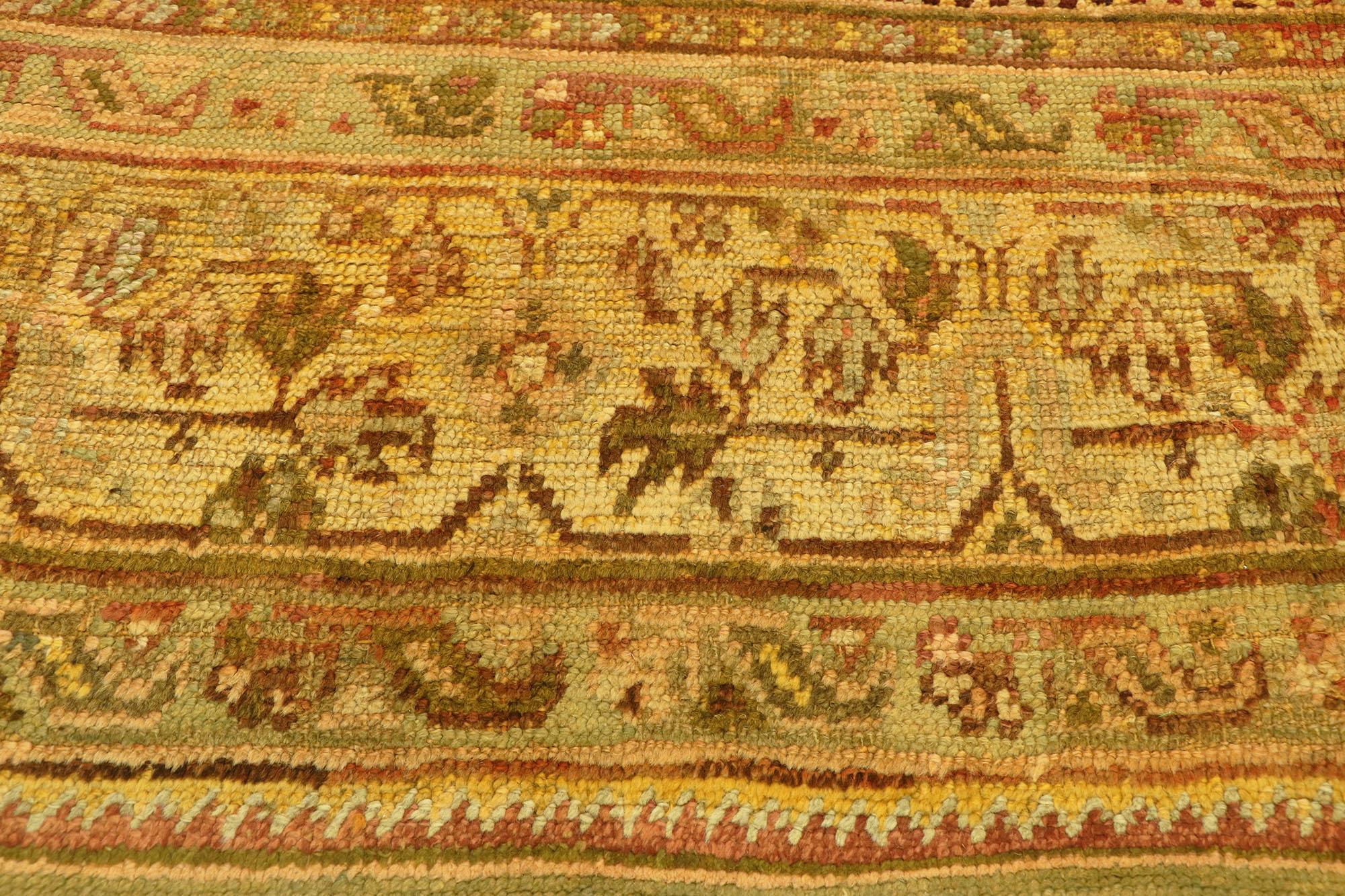 19th Century Antique Turkish Oushak Rug, Italian Nonna Chic Meets Electic Elegance For Sale