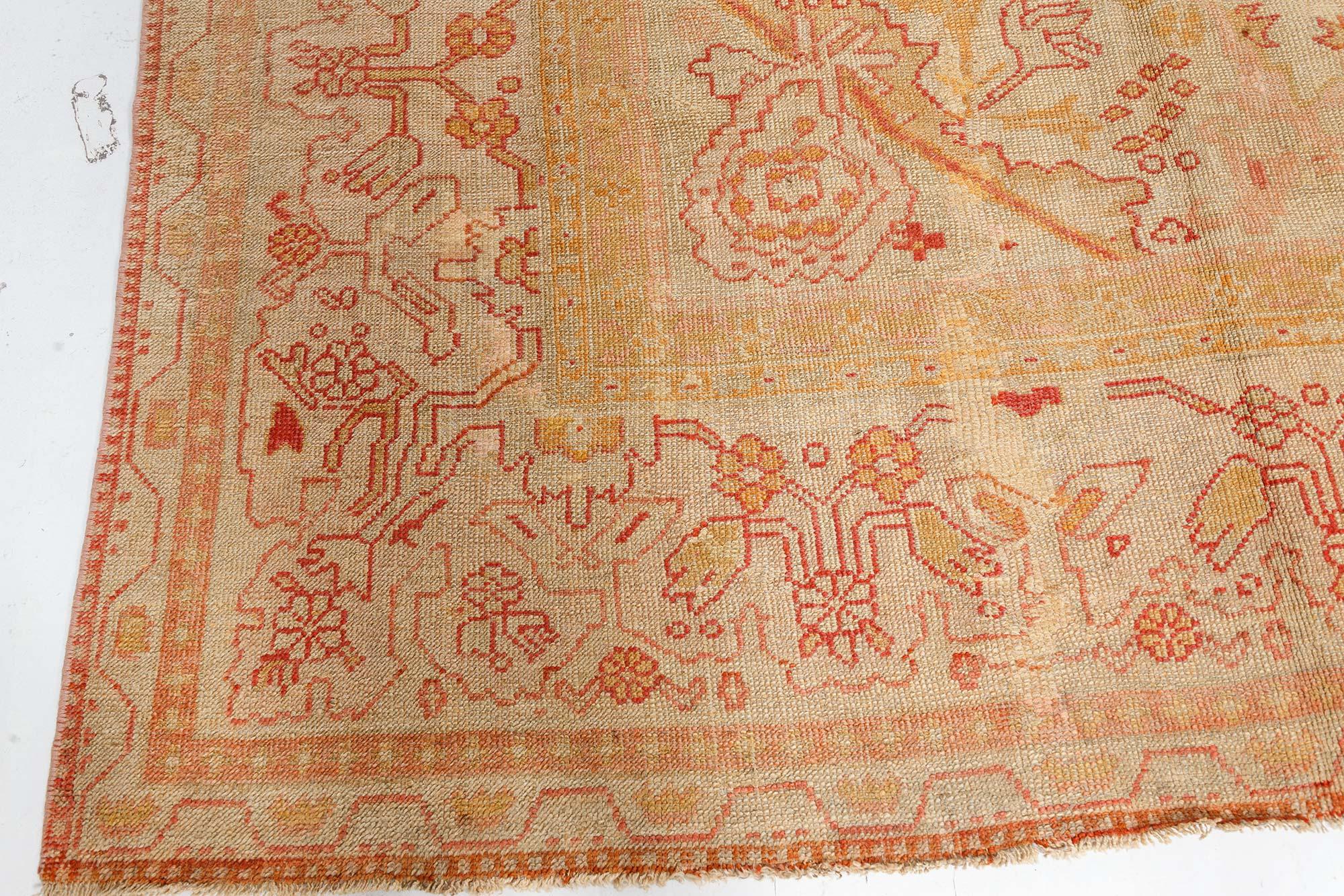 Authentic 19th Century Turkish Oushak Rug For Sale 1