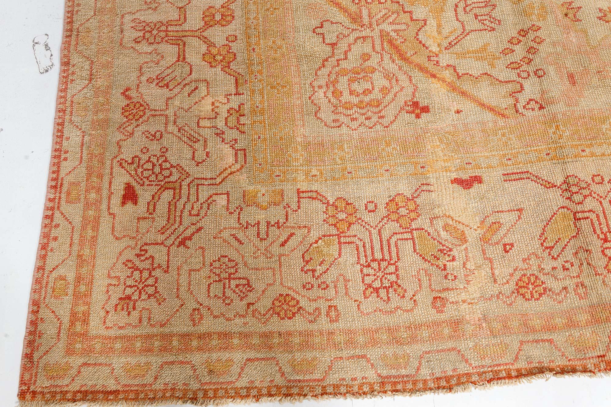 Wool Doris Leslie Blau Antique Turkish Oushak Rug For Sale