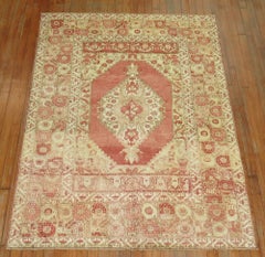 Zabihi Collection Antique Turkish Oushak Accent Rug