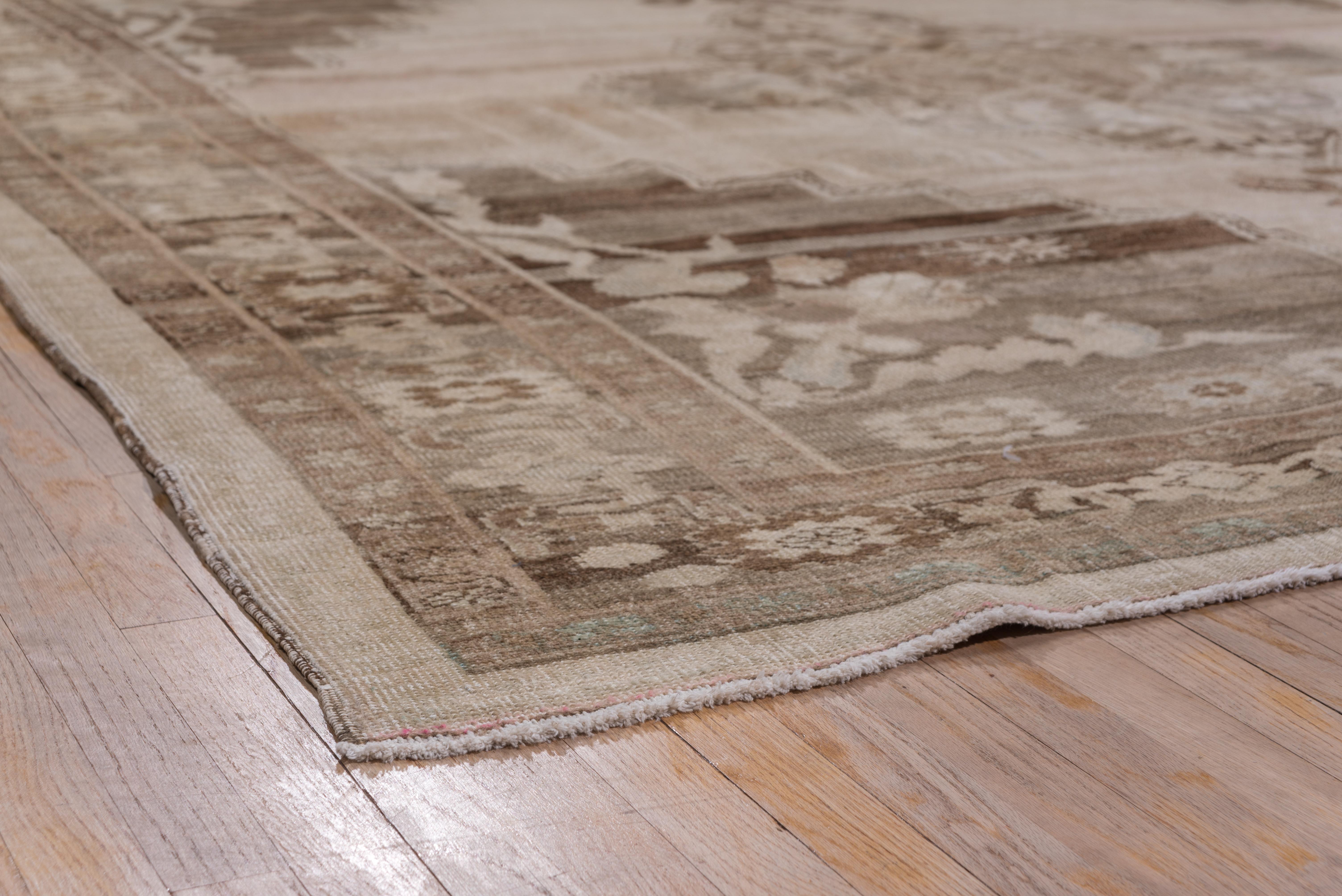 Hand-Knotted Antique Turkish Oushak Rug, Neutral Palette, circa 1930s For Sale