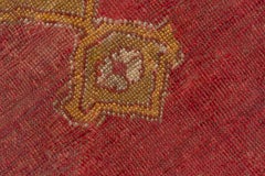 Antique Turkish Oushak Rug, Red Field and Gold Borders, Center Medallion