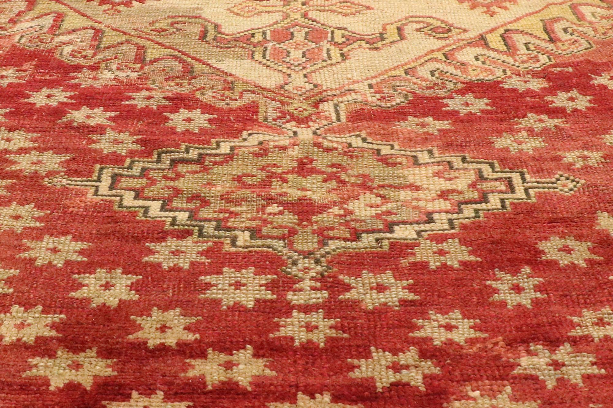Antique Turkish Oushak Rug, Regal and Refined Meets Wabi-Sabi In Distressed Condition For Sale In Dallas, TX