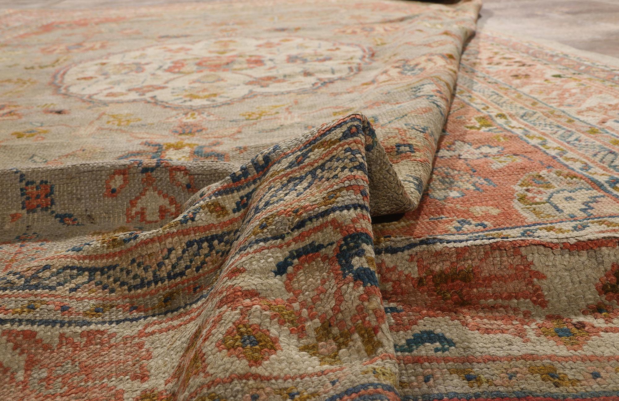 20th Century 1910's Turkish Oushak Carpet with Modern Style For Sale