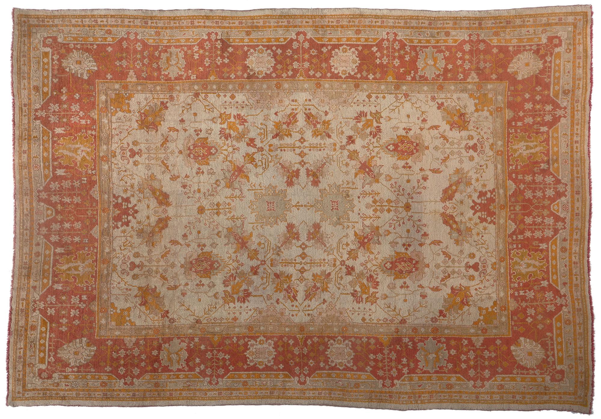 Antiker türkischer Oushak-Teppich, entspannte Vertrautheit trifft auf unaufdringliche Eleganz im Angebot 3