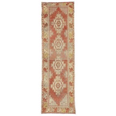 Antique Turkish Oushak Rug Runner in Traditional Medallion Style Antique Turkish Oushak Rug Runner in Traditional Medallion Style