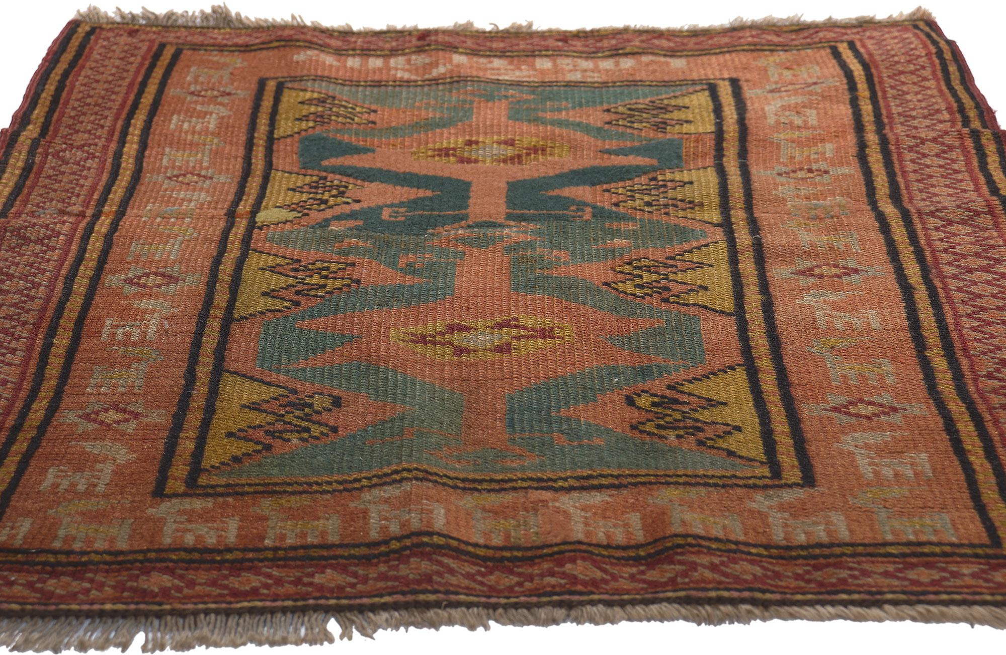 Hand-Knotted Antique Turkish Oushak Rug, Signed and Dated For Sale