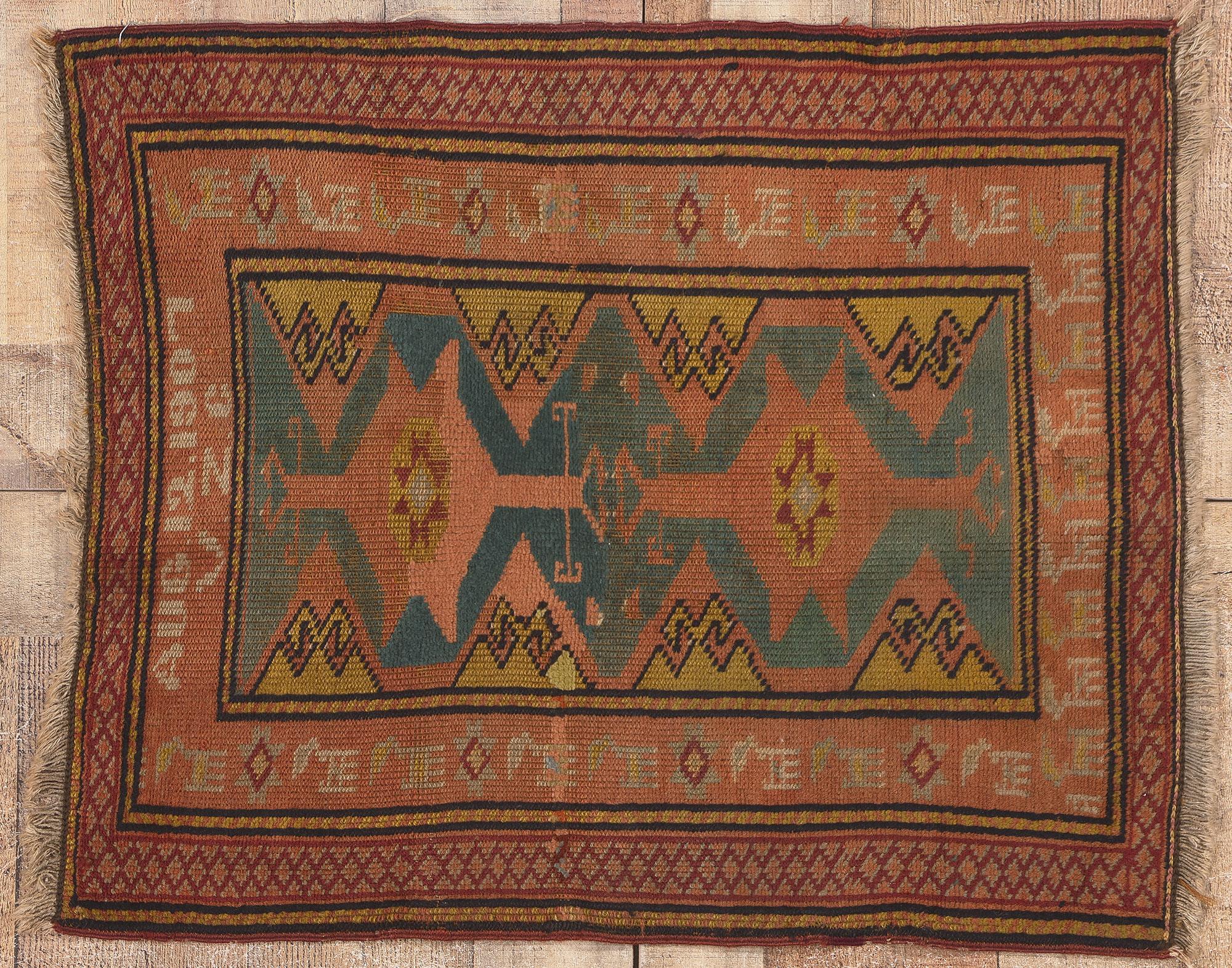 Wool Antique Turkish Oushak Rug, Signed and Dated For Sale