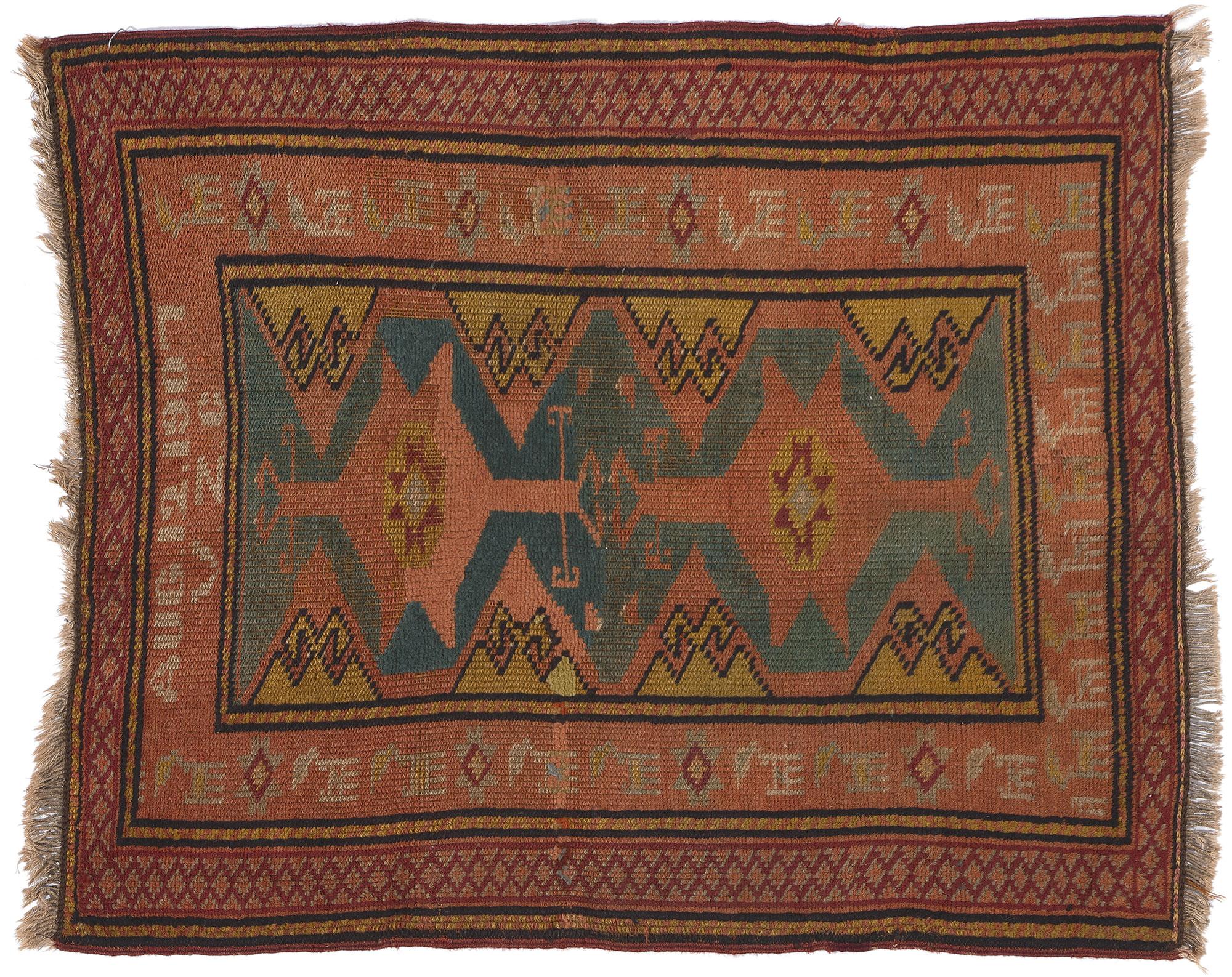Antiker türkischer Oushak-Teppich, signiert und datiert (Wolle) im Angebot