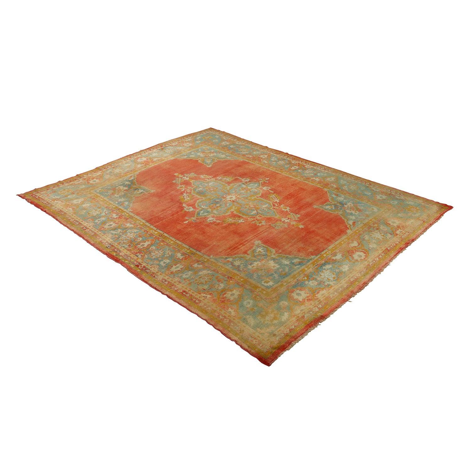 Hand-Knotted Antique Turkish Oushak Rug - Size: 12'7 X 10'2 For Sale