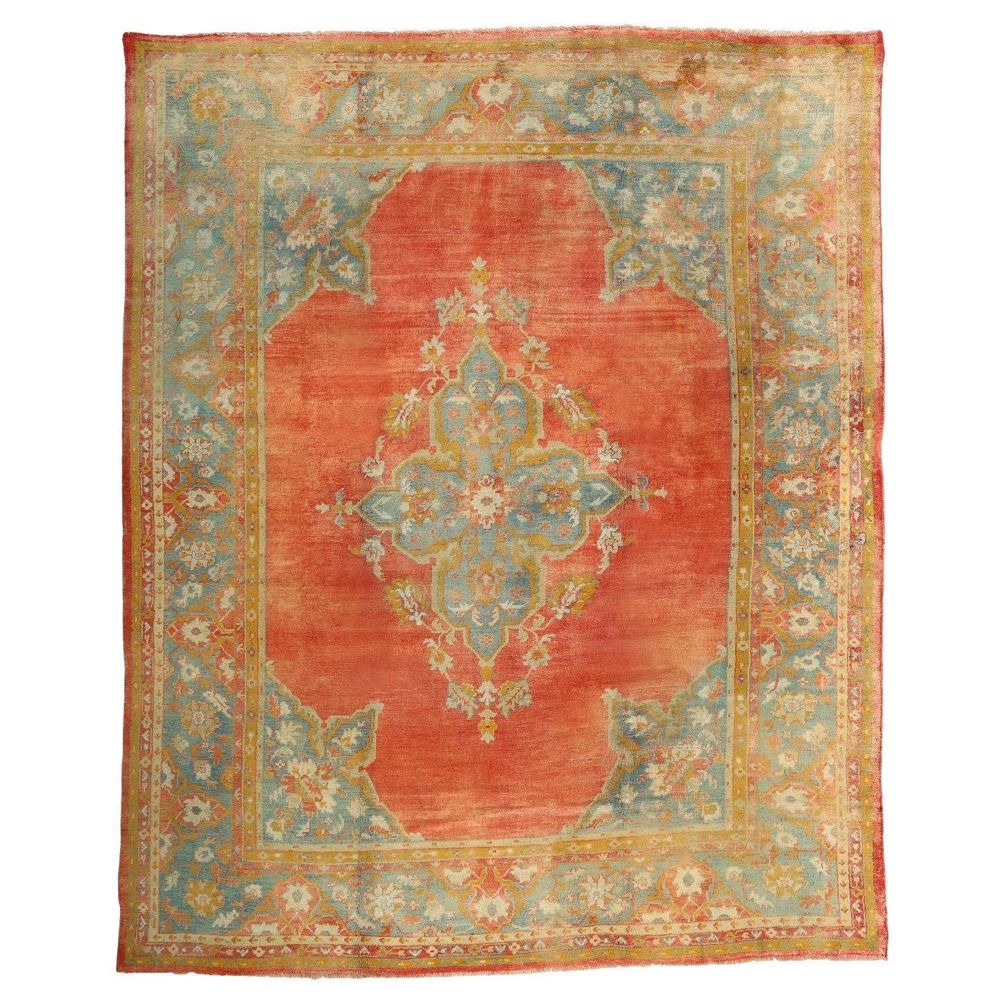 Tapis turc antique Oushak - Taille : 12'7 X 10'2