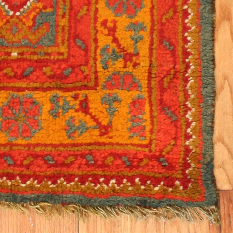 Hand-Knotted Antique Turkish Oushak Rug. Size: 5 ft 5 in x 5 ft 5 in (1.65 m x 1.65 m)