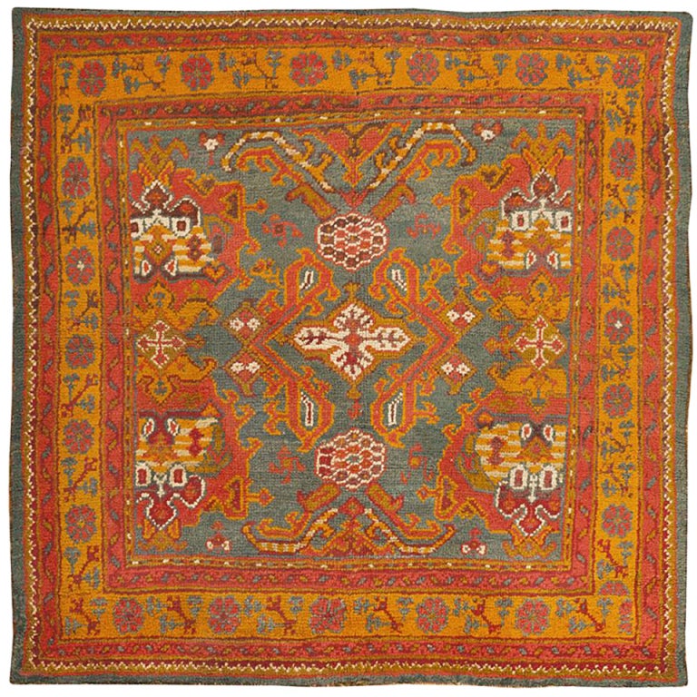 Antique Turkish Oushak Rug. Size: 5 ft 5 in x 5 ft 5 in (1.65 m x 1.65 m) 1