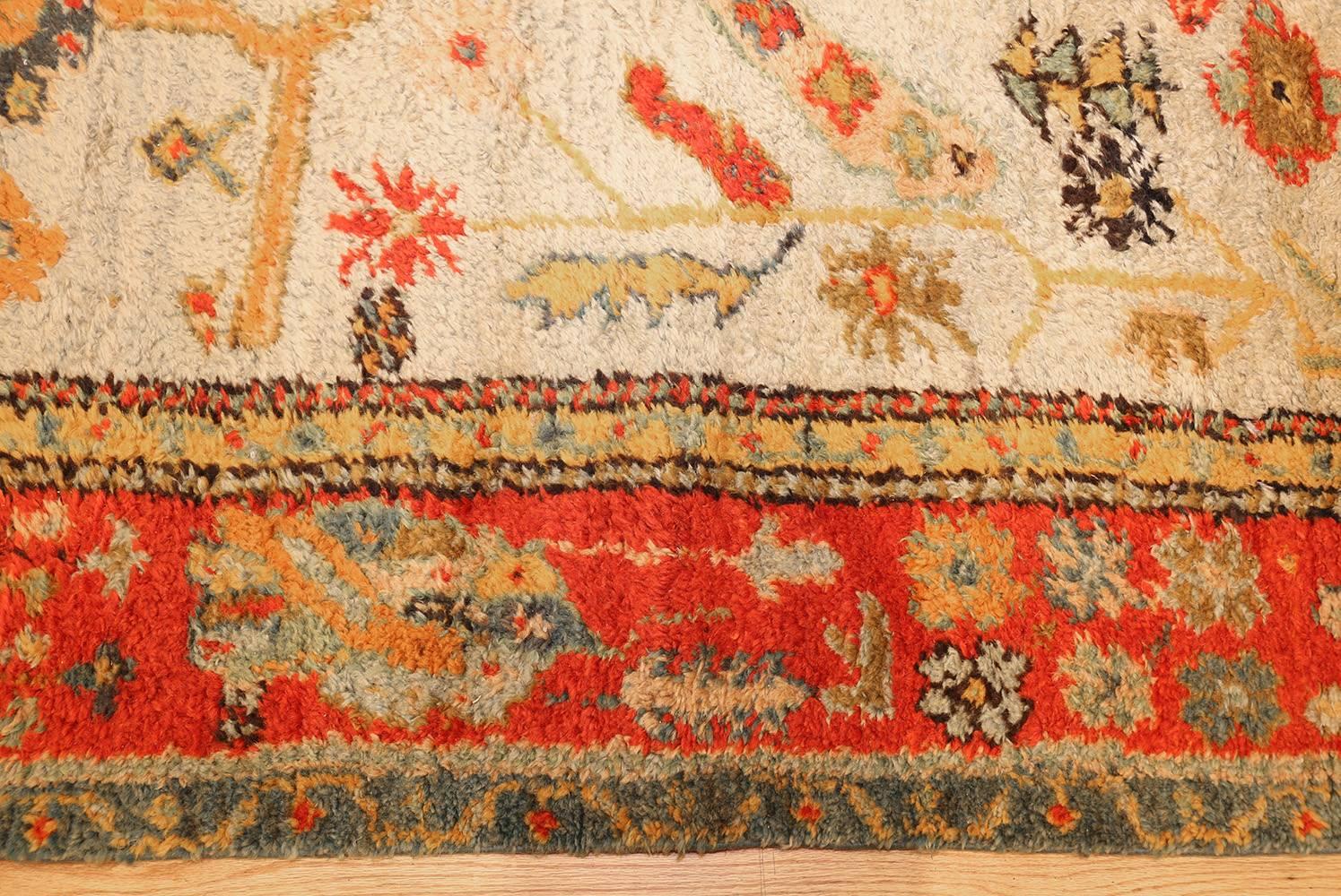 Hand-Knotted Antique Turkish Oushak Rug. Size: 8 ft 4 in x 17 ft 3 in  For Sale