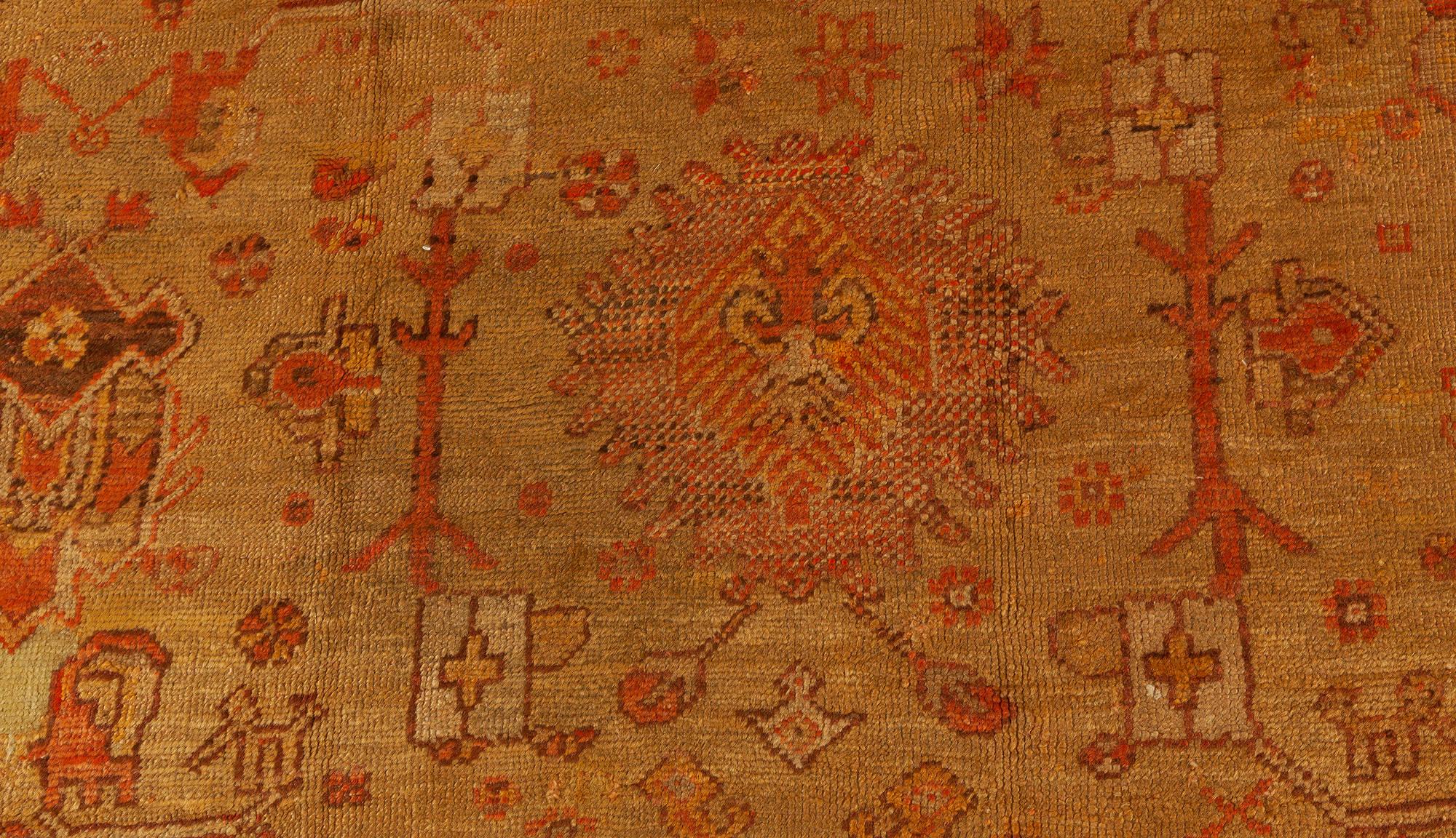Antique Turkish Oushak Rug 'Size Adjusted'  In Good Condition For Sale In New York, NY