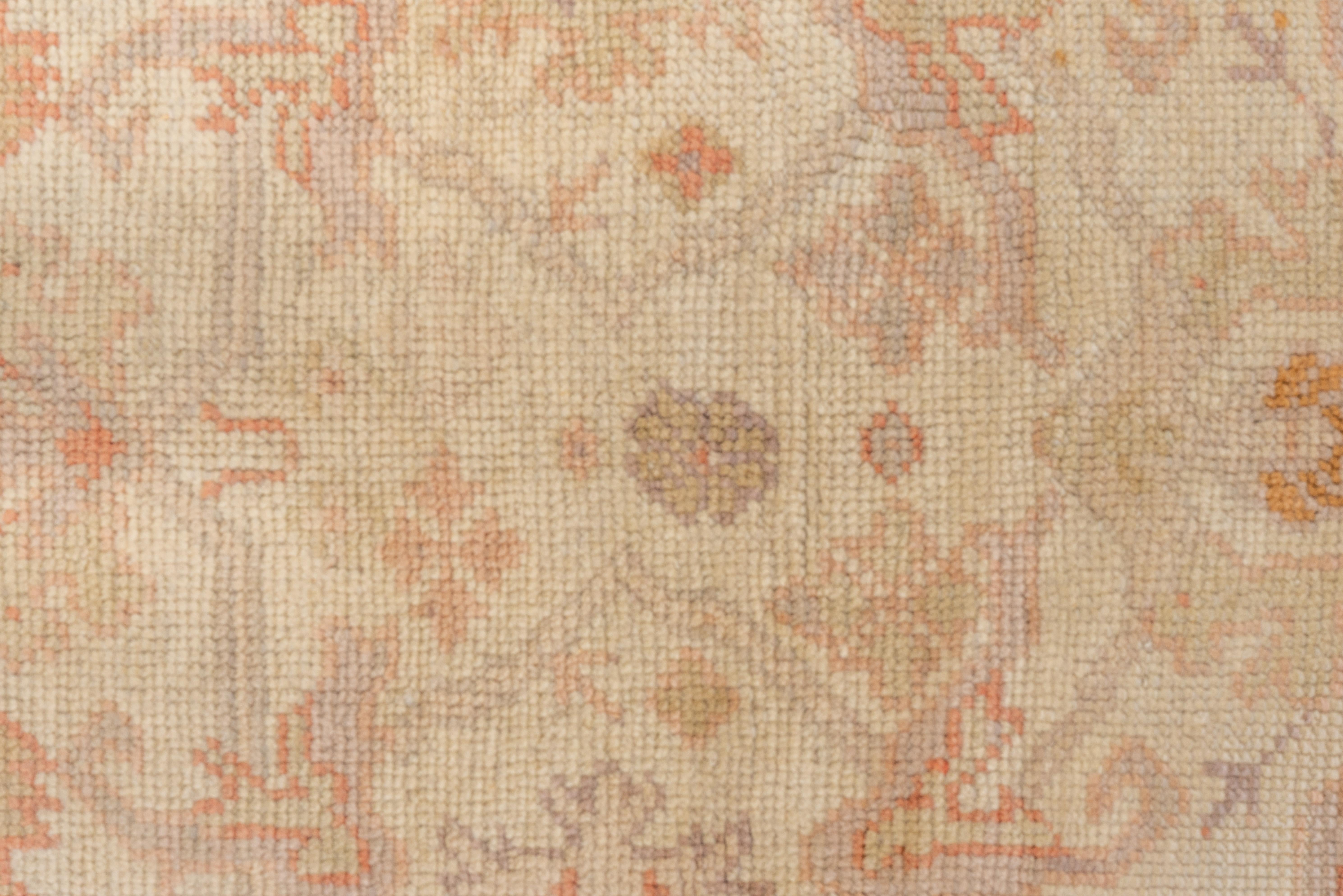 Early 20th Century Antique Turkish Oushak Rug, Soft Palette, Cream Field, circa 1910s For Sale