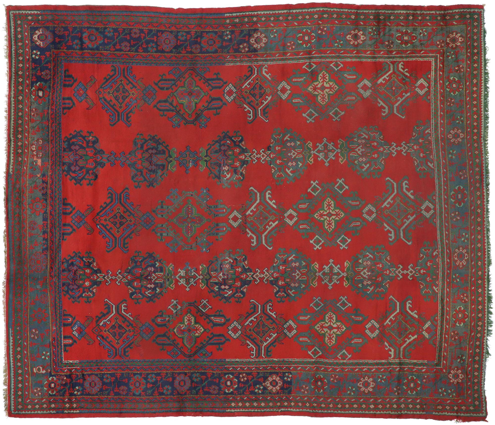 Antique Turkish Oushak Rug, Thomas Eakins Inspired Rug In Good Condition For Sale In Dallas, TX