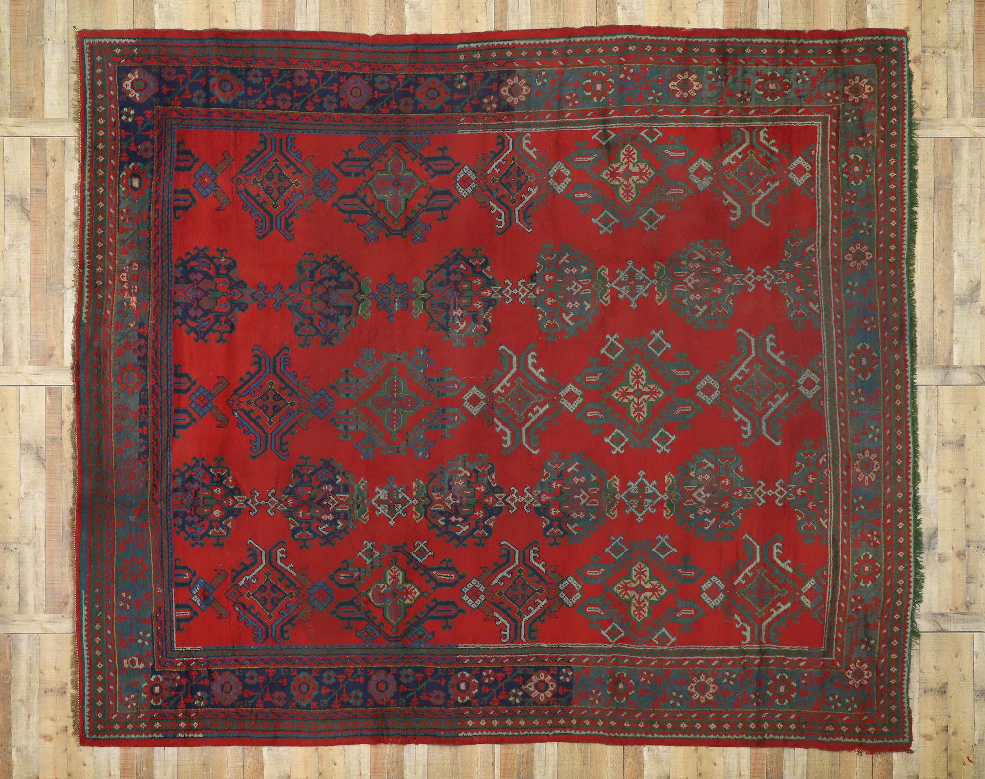Wool Antique Turkish Oushak Rug, Thomas Eakins Inspired Rug For Sale