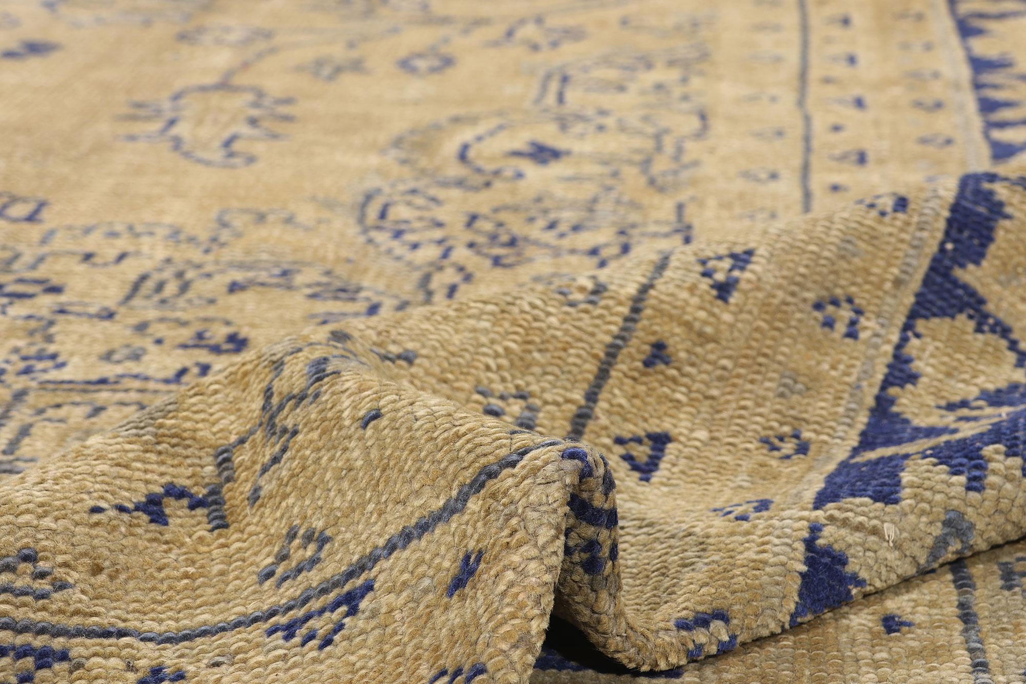 Hand-Knotted 1920's Antique Turkish Oushak Rug with Traditional Style For Sale