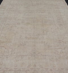 Antique Turkish Oushak Rug with all Over Design in White and Muted Design