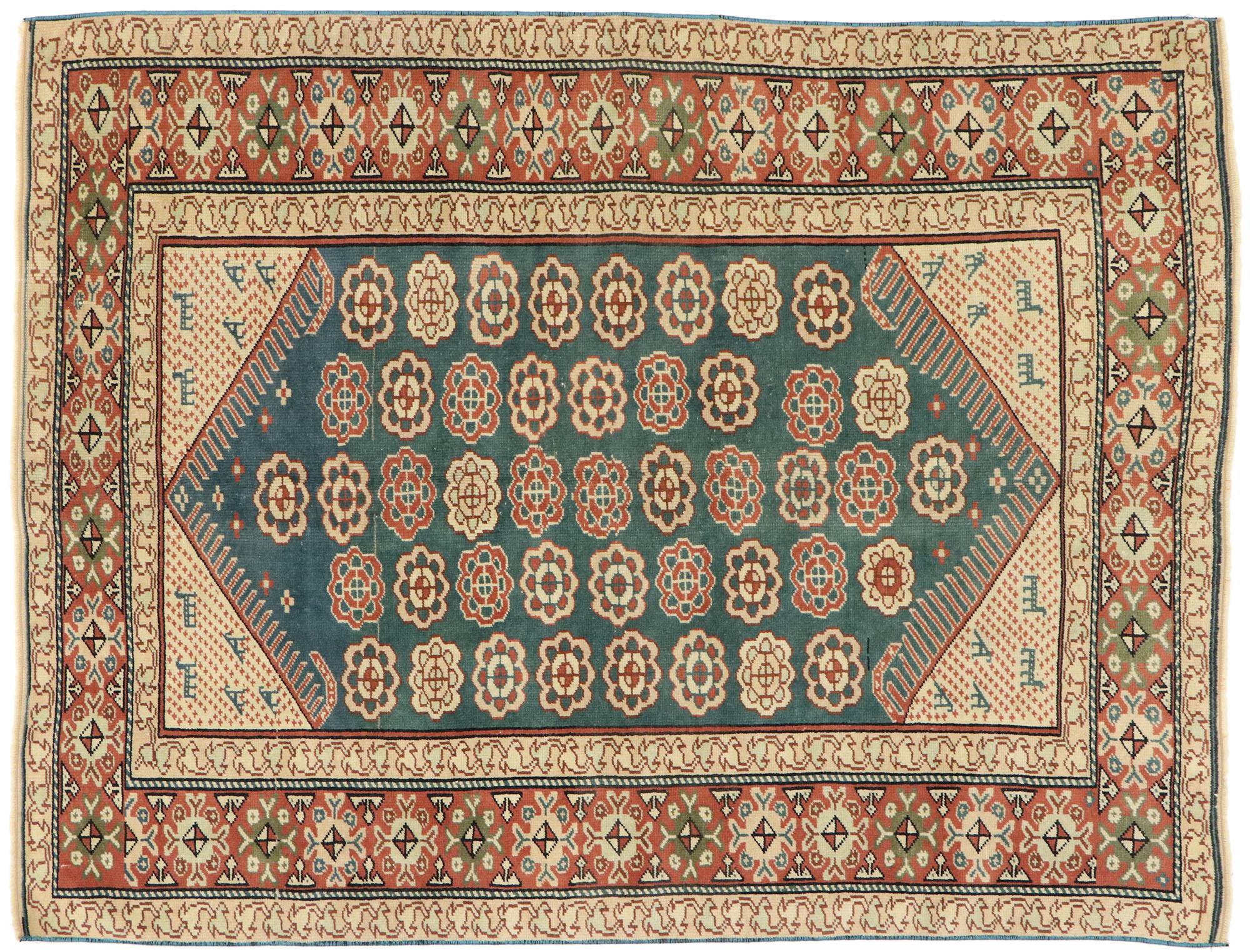 Ancien tapis turc d'Oushak de style colonial américain en vente 3