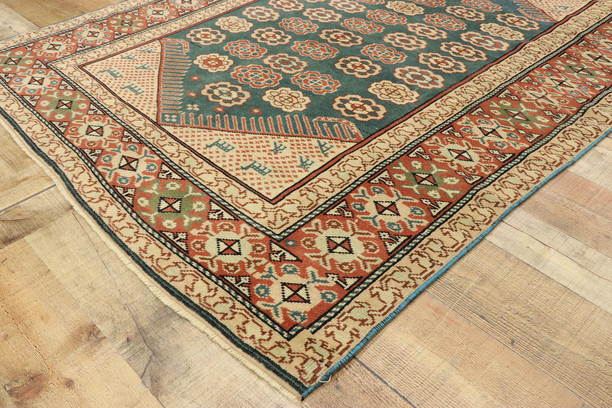 Wool Antique Turkish Oushak Rug with American Colonial Style For Sale