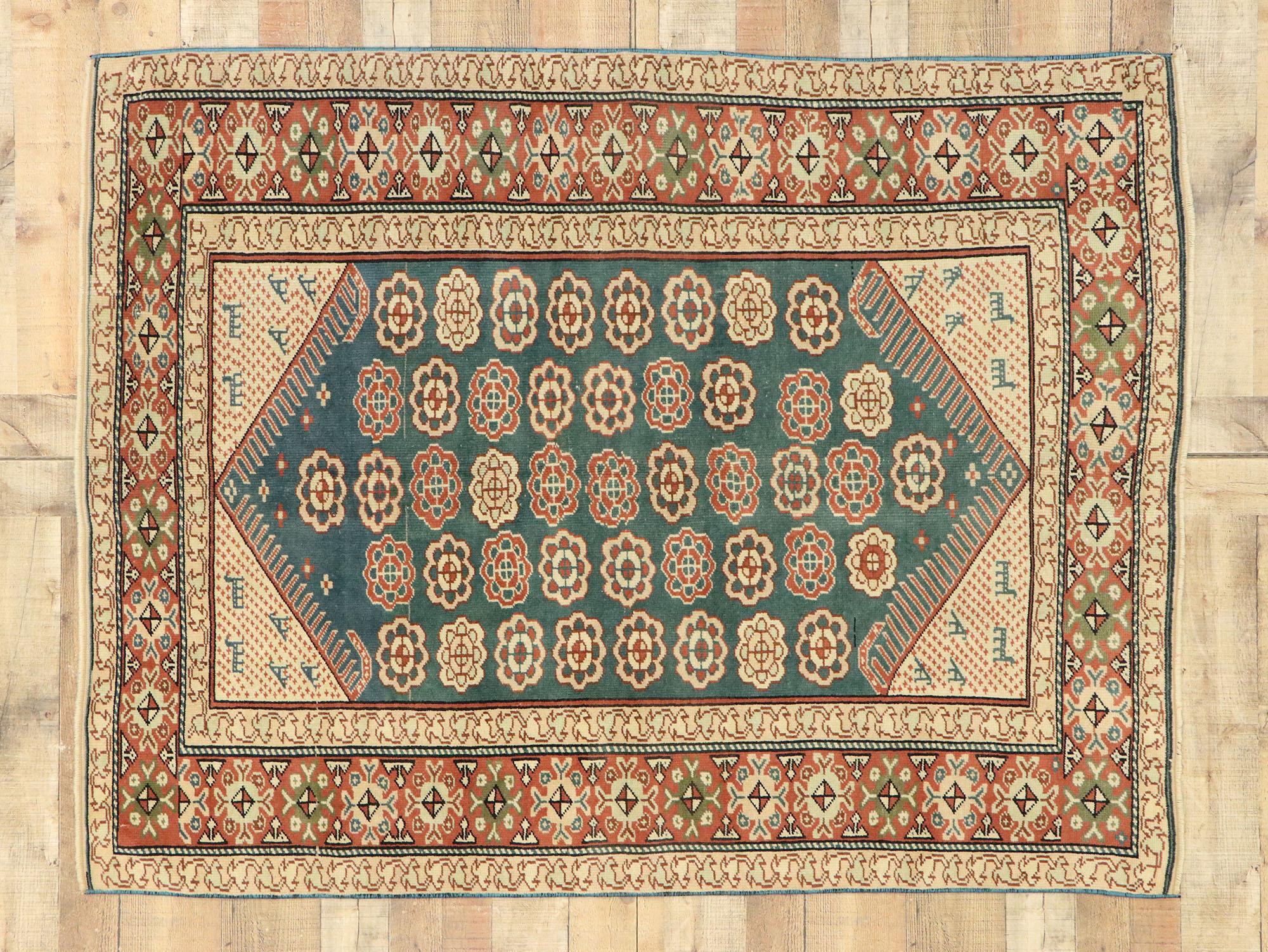Antique Turkish Oushak Rug with American Colonial Style For Sale 2