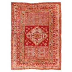 Antique Turkish Oushak Rug with Colorful Flowing Floral and Geometric Motifs