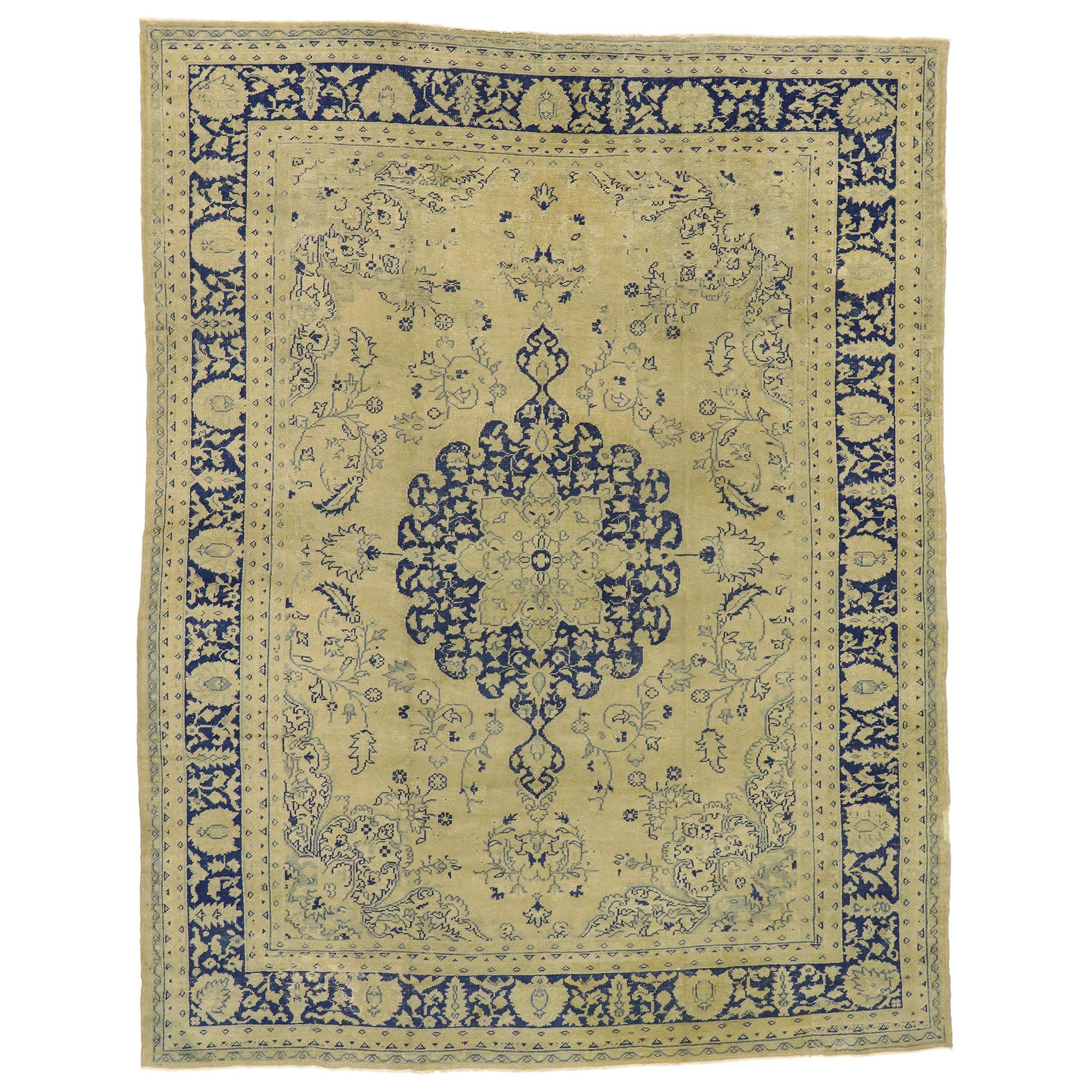 Antique Turkish Oushak Rug,  Timeless Elegance Meets Mediterranean Allure