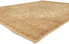 1910's Antique Neutral Turkish Oushak Rug with Organic Modern Style